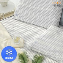 수면공감 에어캡슐 냉감 아이스세트(베개커버+냉감패드), 쿨링패드 Q, 주니어 에어캡슐 베개커버