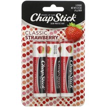 챕스틱 브랜드 립 케어 스킨 프로텍턴트 4g, 3개입, Classic Strawberry