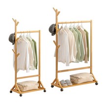 원목 인테리어 이동식 바퀴달린 옷걸이 나무 행거, 60cm(소), ◎60cm(소)?