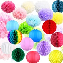 페이퍼 벌룬 파티 장식 용품 허니컴볼 꽃볼 스타 모빌, A, AA04-꽃볼(20cm)화이트3개★