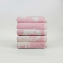 리빙유진 친환경 오가닉 동물그림 수건 150g 4장 어린이집수건, 03. 핑크 4장