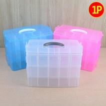 [힘찬쇼핑]휴대용 3단 다용도 멀티박스 대형 멀티박스 수납함 보관함 소품정리함 다용도정리함 화장품정리대, 핑크