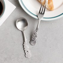 장미 유아 티스푼 티포크 (2type)