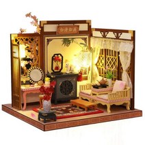 일본 건물 미니어쳐 DIY 미니어처 나무 인형의 집 키트 조립된 가구 카사 벚꽃과 장난감 성 크리스마스 선물, C only dollhouse