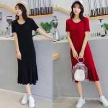 크로밍 반팔 플레어 롱원피스 여성 데일리 여름원피스