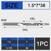 UCHEER-목재 가공용 3175mm 싱글 플루트 엔드 밀링 1 개 CNC 커터 MDF 합판용 카바이드 공구, 04 3175D15d7l38L