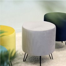 가구앤하우스 원형 벨벳 화장대 식탁 카페 보조의자 비수납형 스툴 (5colours), 원형 스툴(벨벳/그레이)