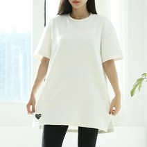 순이들 여성 피치기모 하트자수 반팔 티셔츠