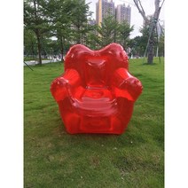 투명 에어소파 캠핑용 빈백 튜브 디자인 휴대용 에어, 노란색소파 + 핸드펌프