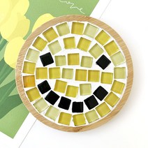 맘아트 DIY 우드 타일 티코스터 만들기 스마일 smile 컵받침대 타일공예, 단품