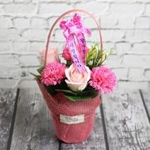 포유더샵 비누꽃바구니 어버이날 스승의날 7송이 10송이 카네이션, 미니마바구니7송이핑크