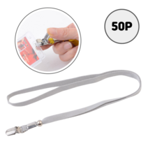 마스 클립형 명찰 스트랩 10P 25P 50P 100P 학생증 목걸이끈 목걸이줄 출입증 케이블 교통카드 걸이줄 걸이끈 명찰줄 명찰끈 사원증 케이스줄 케이스끈 패찰끈 패찰줄 신분증, 50개, 회색