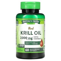 오메가-3가 함유된 레드 크릴 오일 2000 mg 퀵 릴리스 소프트젤 60개