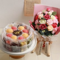 VIP 떡케이크 A 선물세트 생일 케익 기념 생신 칠순, VIP 떡케이크 A+꽃다발20송이+리본/거치대