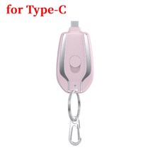미니 보조 배터리 도킹 자동차 가벼운 휴대용 소형 여행용 비상 전원 은행 5V 1500mah 방수 고속 충전 공급 장치 야외용 초경량 표시 등 포함, [01] 0-2000mAh, [01] Pink for Type-C