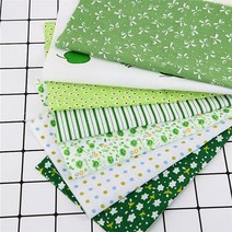 다채로운 코튼 원단 천 바느질 패치 워크 7 개 25x25cm 모듬 사전 컷 지방 분기 번들 DIY 수제 공예 재료 린넨코튼원단, 03 Green NEW 302