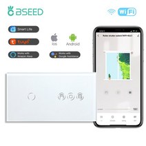Bseed Wifi 셔터 스위치 스마트 터치 롤러 블라인드 1/2/3Gang 1/2/3 웨이 라이트 앱 제어 Google Alexa, 01 Wifi 1Gang