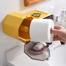 에코럭키 벌집 휴지걸이 티슈케이스 무타공 벽걸이 방수 욕실 인테리어, 팔각 롤휴지걸이-그레이, 1개