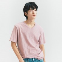 [폴햄] 남여공용 면 슬럽 솔리드 브이넥 반팔 티셔츠_PHB2TR3750
