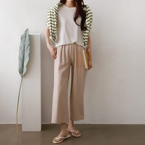 [NewCare] 여성 데일리 와이드 9부 린넨 바지