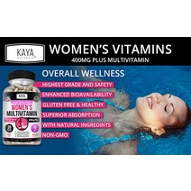 lofty최신 Kaya Naturals Womens Multivitamin 전반적으로 건강한 항산화제 및 면역 지원 비타민 A D C E 비오틴 엽산 ampamp 멀티 미네랄 에너, [01] 30 카운트
