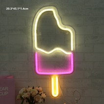모던한 LED 네온 조명 아크릴 백보드 네온사인 야간 침실 머리맡 램프 휴일 장식 Bricolor, 02 Bicolor Ice Cream