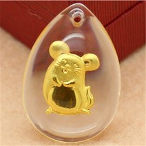 귀여운 12간지 공예 24K 99.9 골드 펜던트 크리스탈 목걸이 옐로우 금 황금 GOLD 인공 순금 기념 부모님 선물 100일 황금 펜던트 남여공용 수집품 고급