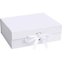 자석싸바리박스 싸바리박스 박스케이터링 뚜껑이 있는 선물 상자 포장용 리본과 자석 클로저가 25.4 x 18., 04 화이트.