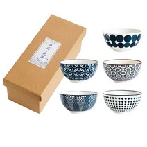 BLOWFISH FUGU 일본밥공기 밥공기 스프볼 5종 세트 A-032, 블루