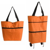 JL 접이식 쇼핑 카트 토드백 겸용 시장 바구니 폴딩 바퀴 캐리어, 1개, 컬러오렌지