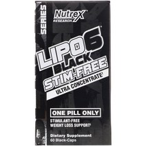 Nutrex Research Lipo 6 Black 자극제 무함유 초고농도 농축물 블랙 캡슐 60정 2팩