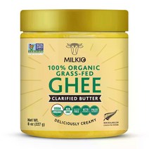 MILKIO 100 유기농 키토제닉 USDA 인증 목초 기 버터 8 oz (1팩), 기본