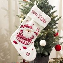 둔떼 대형 화이트 양말 오너먼트 크리스마스 선물 산타 양말 주머니 트리 장식