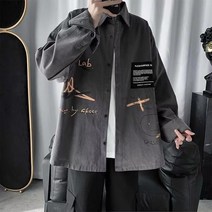 낙서 작업 셔츠 남성의 새로운 일본 유행 브랜드 하라주쿠 느슨한 힙합 캐주얼 커플 긴팔 탑821
