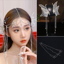 화보 스튜디오 촬영 소품 큐빅 주얼리 헤어 장식 페이스 주얼리 나비 모양 머리핀 엘프 컨셉