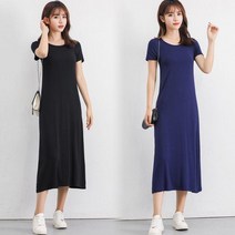 DWU834253반팔 롱원피스 여자 캐주얼 기본 면소재 하객룩 코디