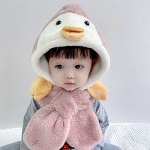 인조 퍼 남아 여아 공용 소프트 모자 아기 스카프 원피스 겨울용 키즈 캡 만화 목 귀 보닛 유아 액세서리, [05] Pink A