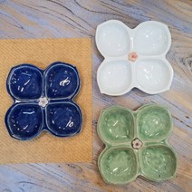 손화 도자기 예쁜 4칸 반찬 나눔접시 다이어트접시, 화이트