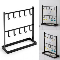걸이형 악세사리진열대 귀걸이 머리띠정리대 2단 블랙 주얼리디스플레이 귀금속장식장