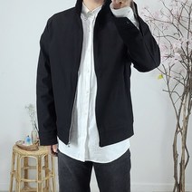 반즈하우스 남자 시밀러 봄 지퍼 무지 코튼 블루종 숏 자켓 2컬러