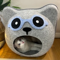 PETCA 고양이 숨숨집 고양이집 안경곰돌이 하우스, 그레이