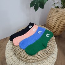 여성골프 양말 C로고 자수 골지 스포츠 양말 골프 데일리, 그린