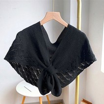 케이프 니트 숏 어깨숄(블랙) 여자 쁘띠 망토숄