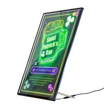 LED 메뉴판 광고판 A4 실버 led 메뉴 라이트 보드 백라이트 크리스탈 박스 라이트패드, A4 사이즈 black