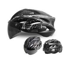 자전거 헬멧 산악 MTB 일체형 고글헬멧 어반 고글 에어로, 블루블랙+그레이.야간투시경용렌즈2개선물4개