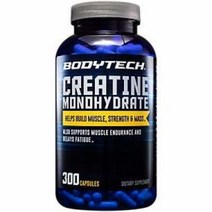 BodyTech 100 순수 크레아틴 모노하이드레이트 2250 MG 근력 지원 100회 분량 (300 캡슐), 300 Count (Pack of 1)