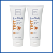 선크림 오바기 선 쉴드 틴트 넓은 스펙트럼 SPF 50 따뜻한 자외선 차단제 3온스 팩 2