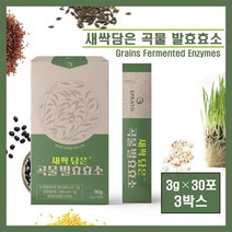 국내산 곡물 발효 효소 분말 가루 스틱 새싹보리 효소 높은 역가수치 현미 보리 치커리 식이섬유 소화효소 효소제 분해효소 복합효소 아밀라아제 프로테아제 누룽지맛 추천, 3박스, #영에버그린#새싹담은곡물발효효소(3g×30포)