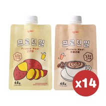 오그래 프로틴밀(45g) x 14팩(2주 세트) 고구마 카페라떼 단백질 쉐이크, 프로틴밀 혼합x14팩, 14개