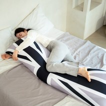 LINU 리누 유니언잭 바디필로우 i자 일자형 솜포함, 블랙그레이